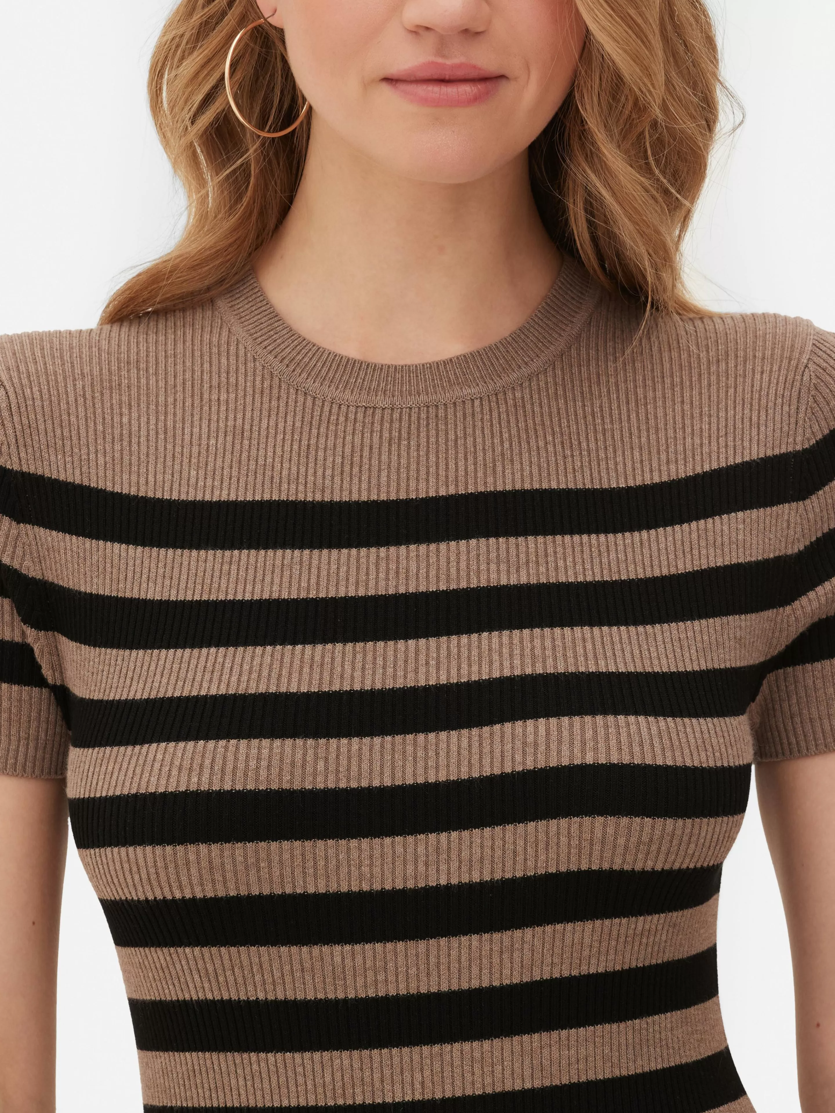 Mujer Primark Vestidos | Vestido Midi De Tipo Jersey Y Manga Corta