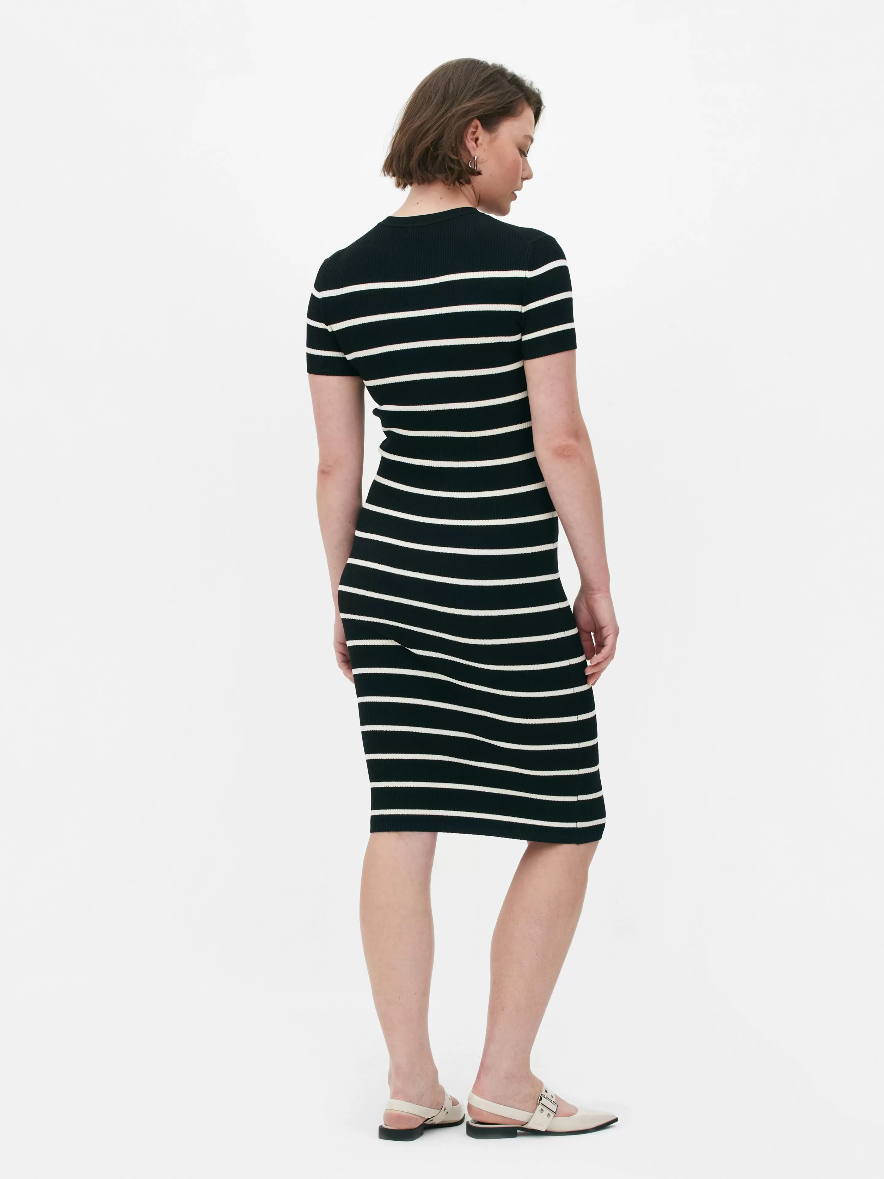Mujer Primark Vestidos | Vestido Midi De Tipo Jersey Y Manga Corta