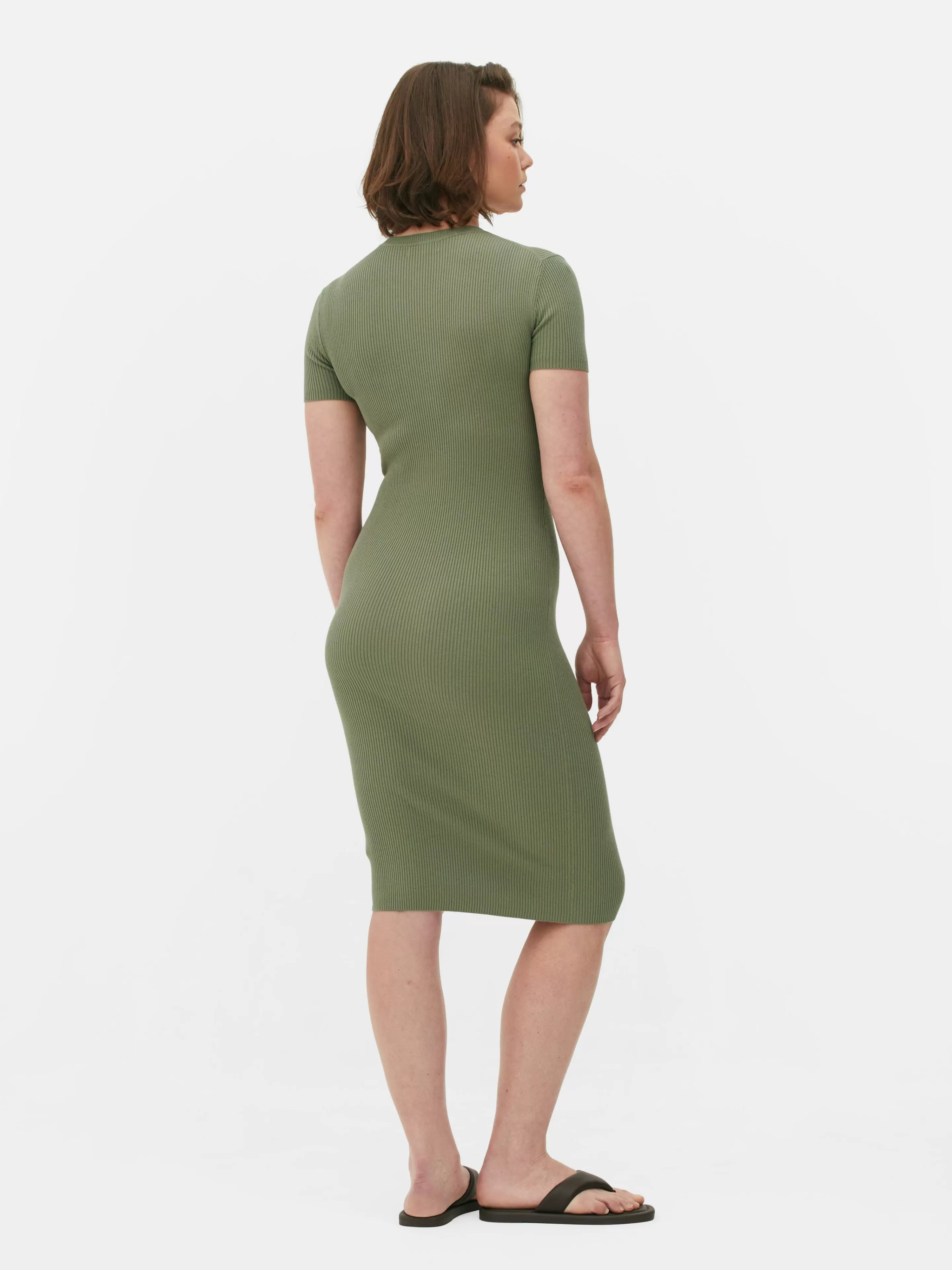 Mujer Primark Vestidos | Vestido Midi De Tipo Jersey Y Manga Corta