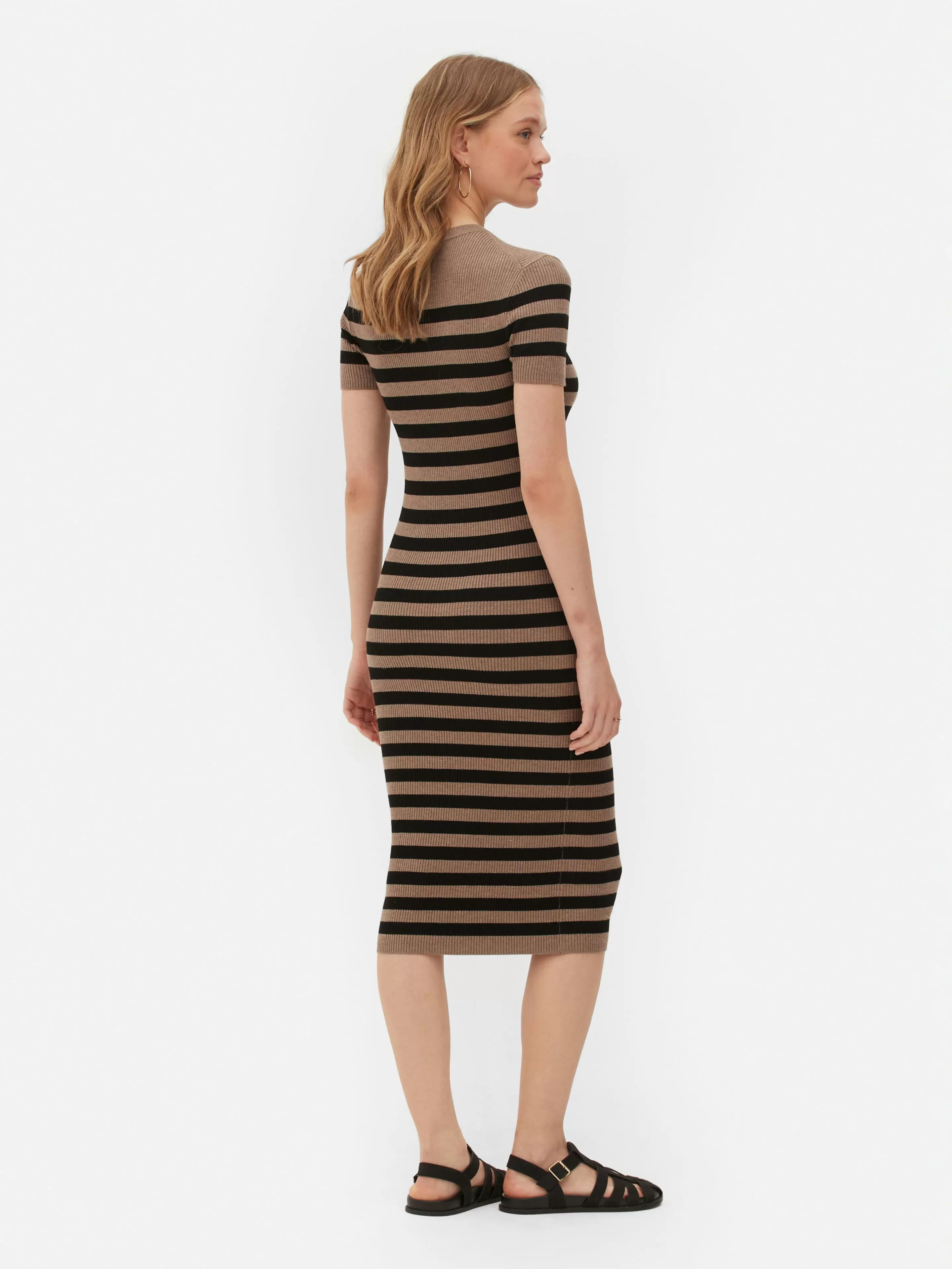 Mujer Primark Vestidos | Vestido Midi De Tipo Jersey Y Manga Corta