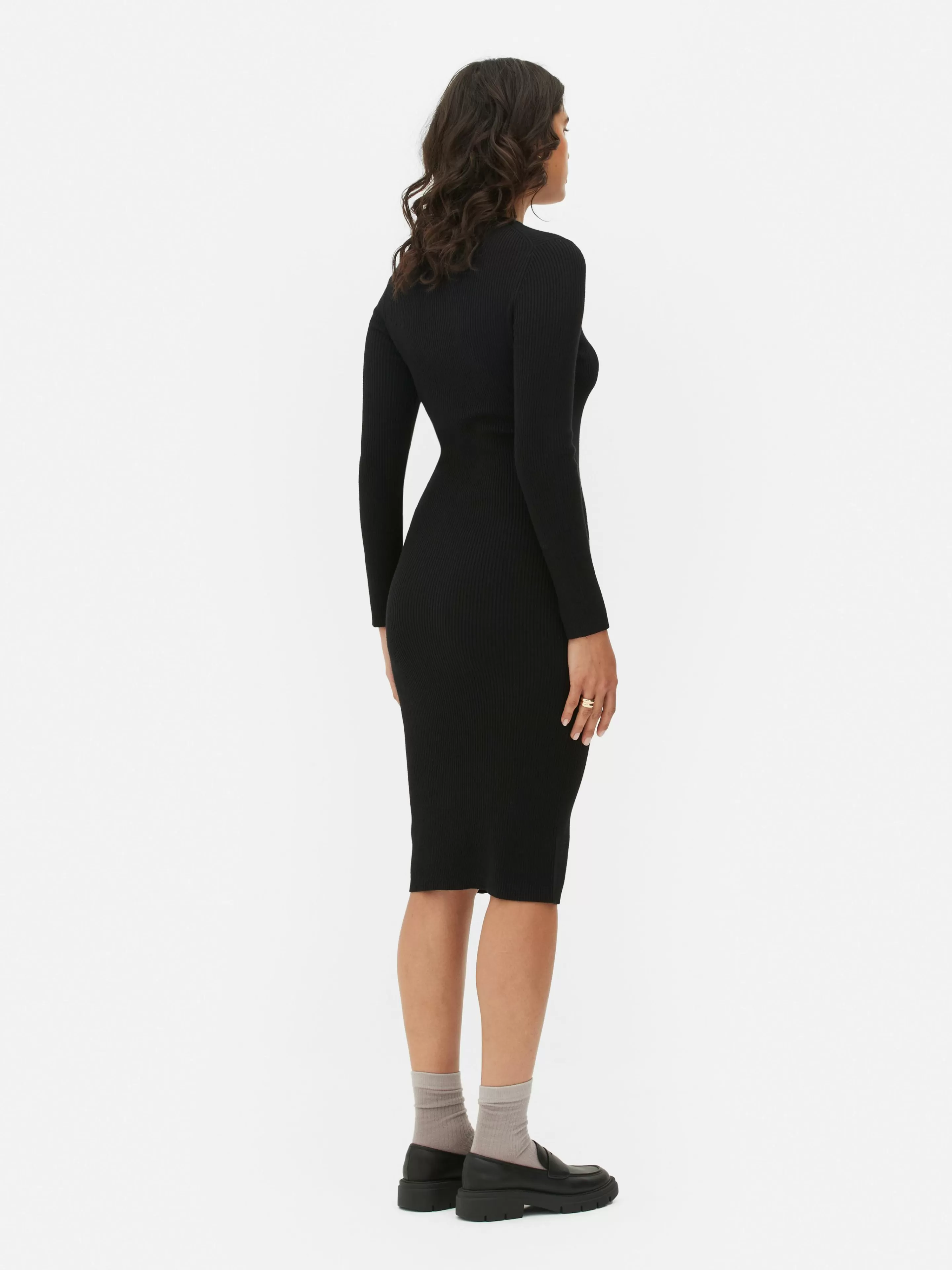 Mujer Primark Vestidos | Vestido Tipo Jersey De Manga Larga Y Cuello Redondo